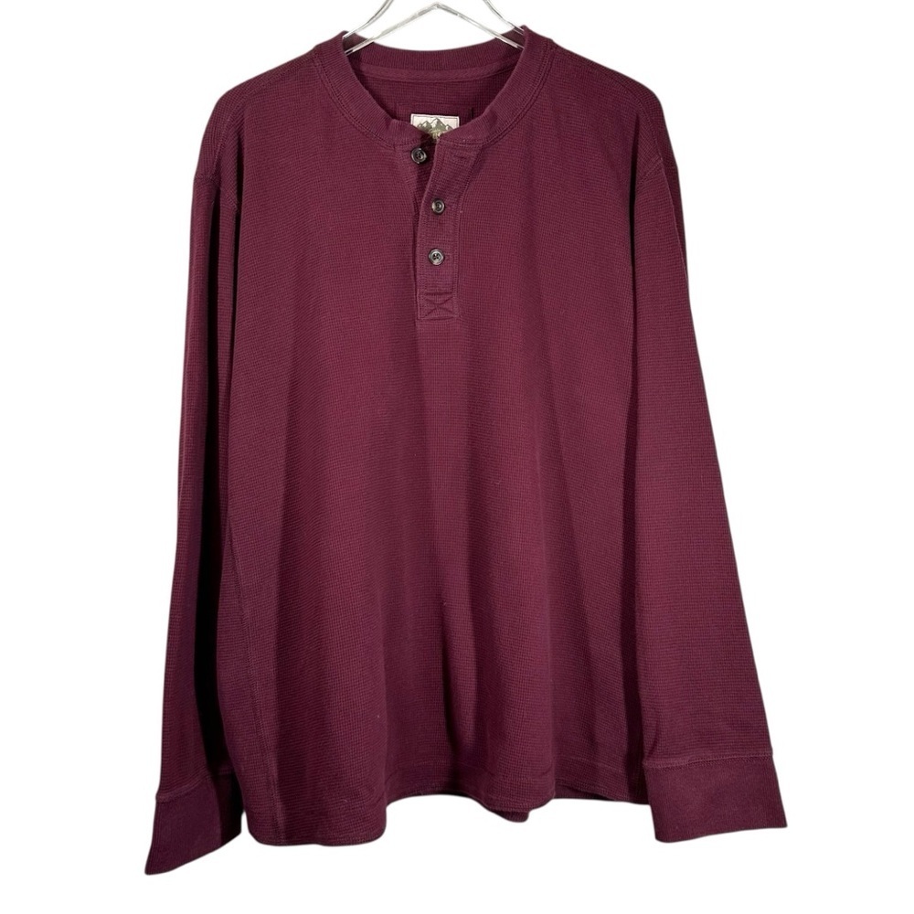 EDDIE BAUER Men's XXL Vintage Sport Shop Waffle Knit Maroon Henley